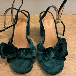 Green Velvet Heels - J Crew